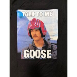 Top Gun Talk To Me Goose Graphic T-Shirt Mens Small Black 100% Cotton 2020 Movie